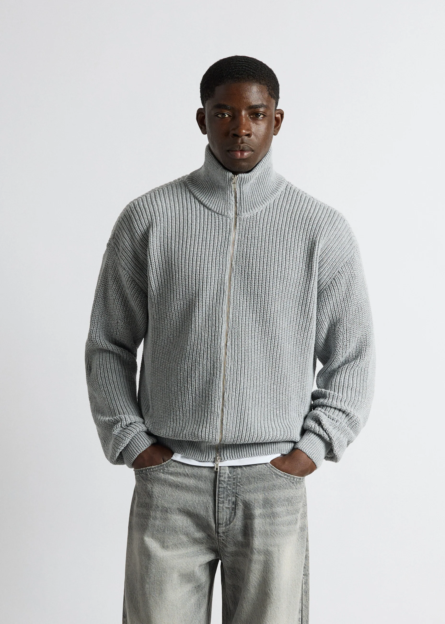 Chunky Knit Zip Jacket - Image 3