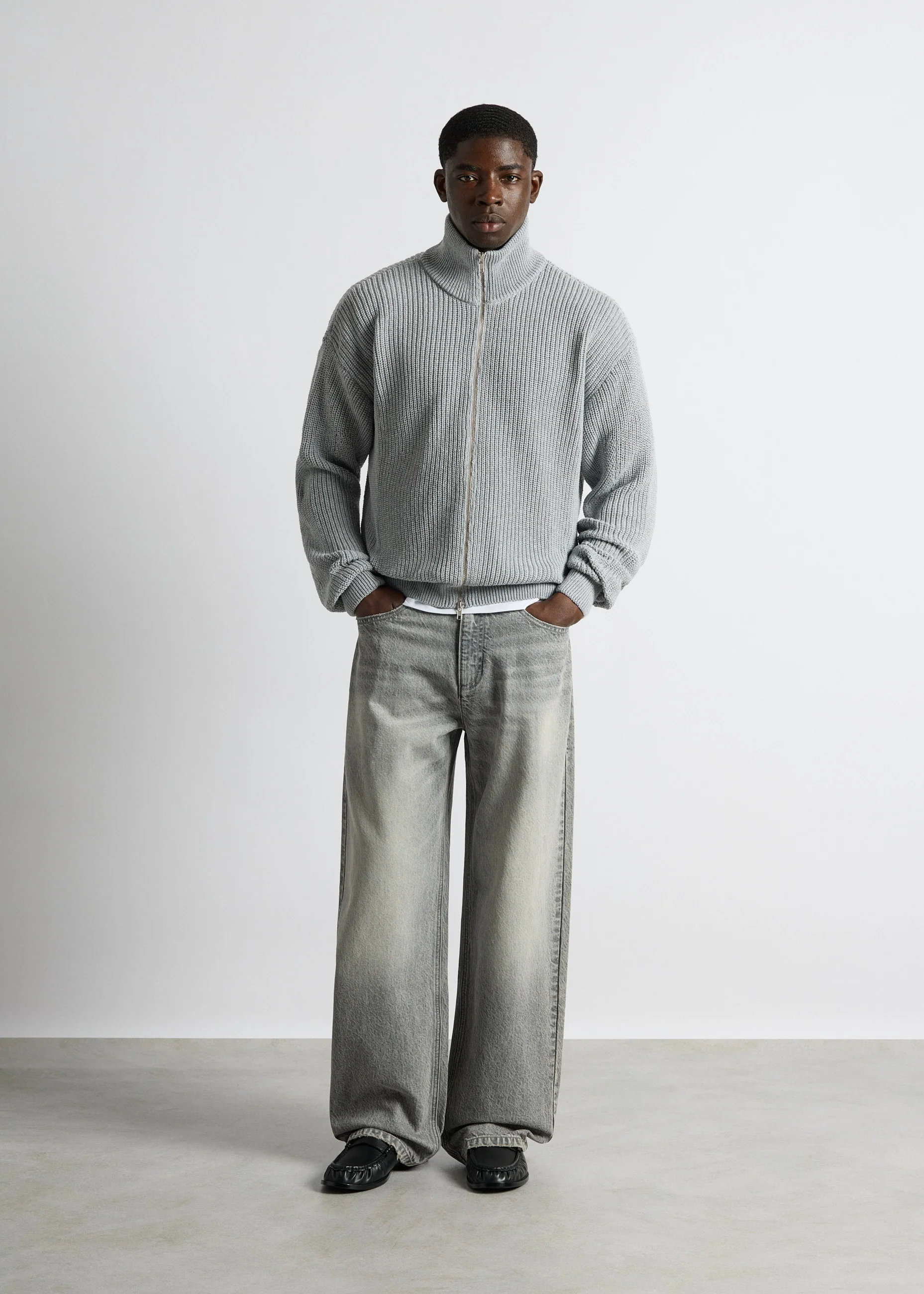 Chunky Knit Zip Jacket - Image 4
