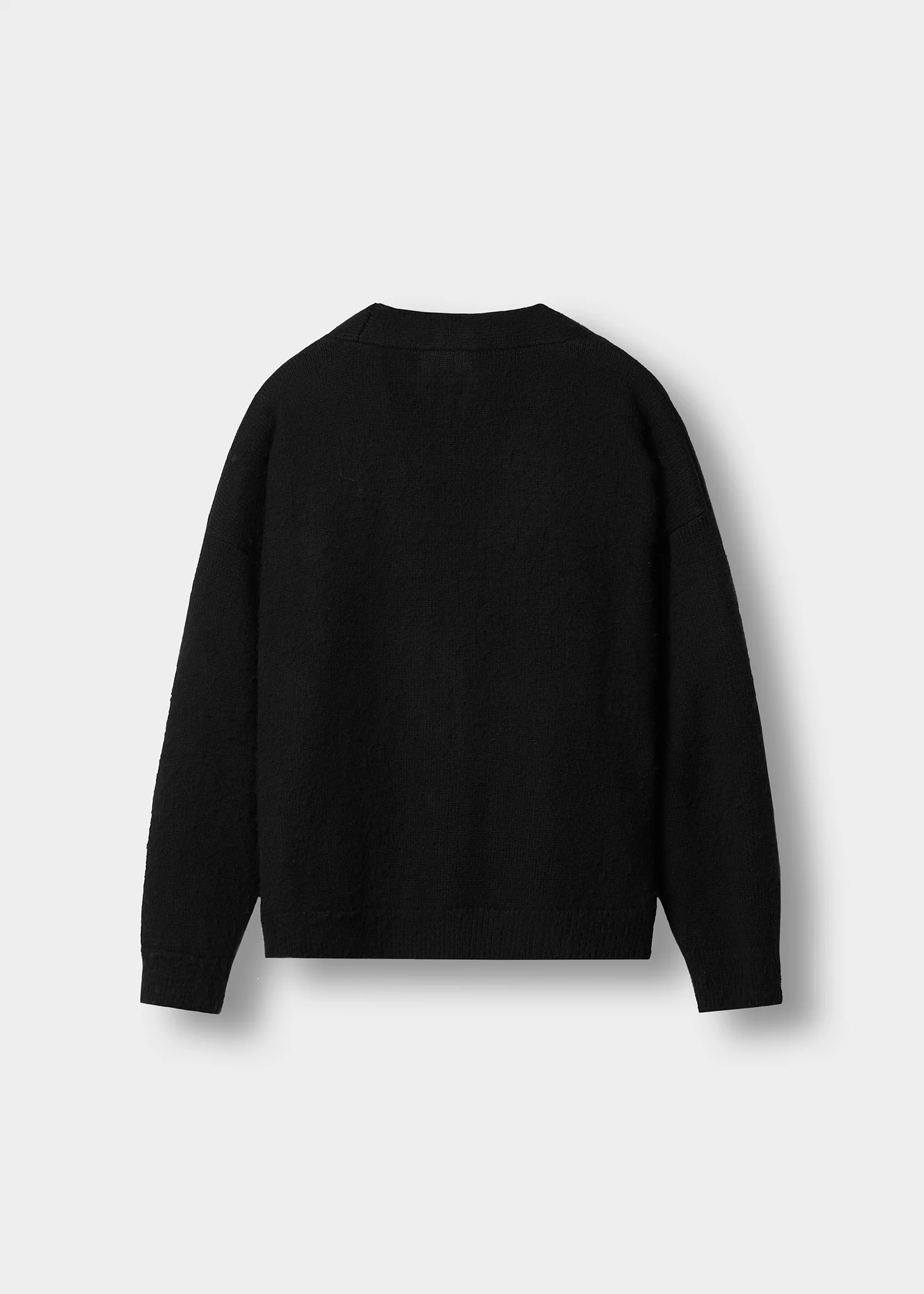Fuzzy V-Neck Jacquard Cardigan - Image 2