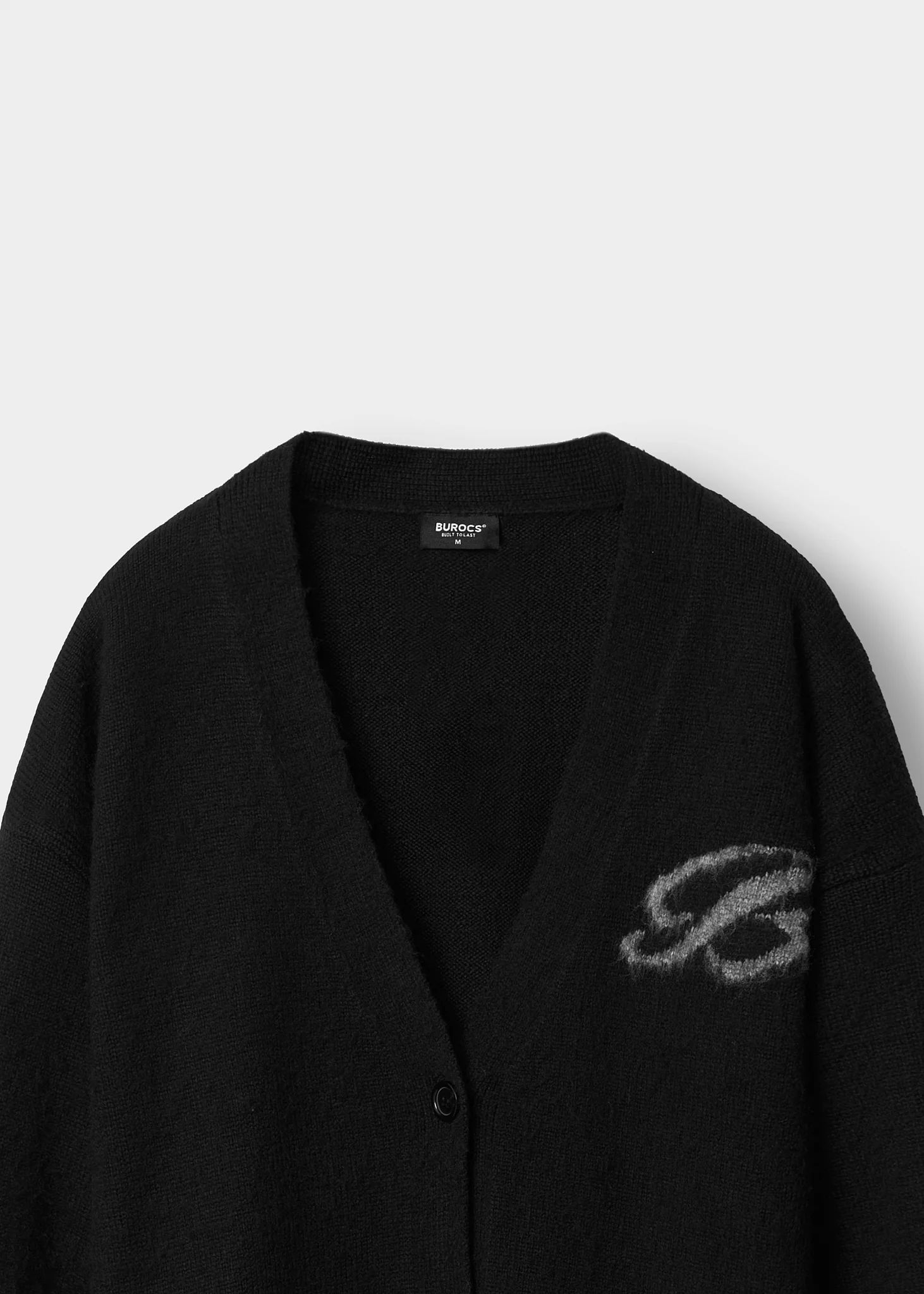 Fuzzy V-Neck Jacquard Cardigan - Image 3
