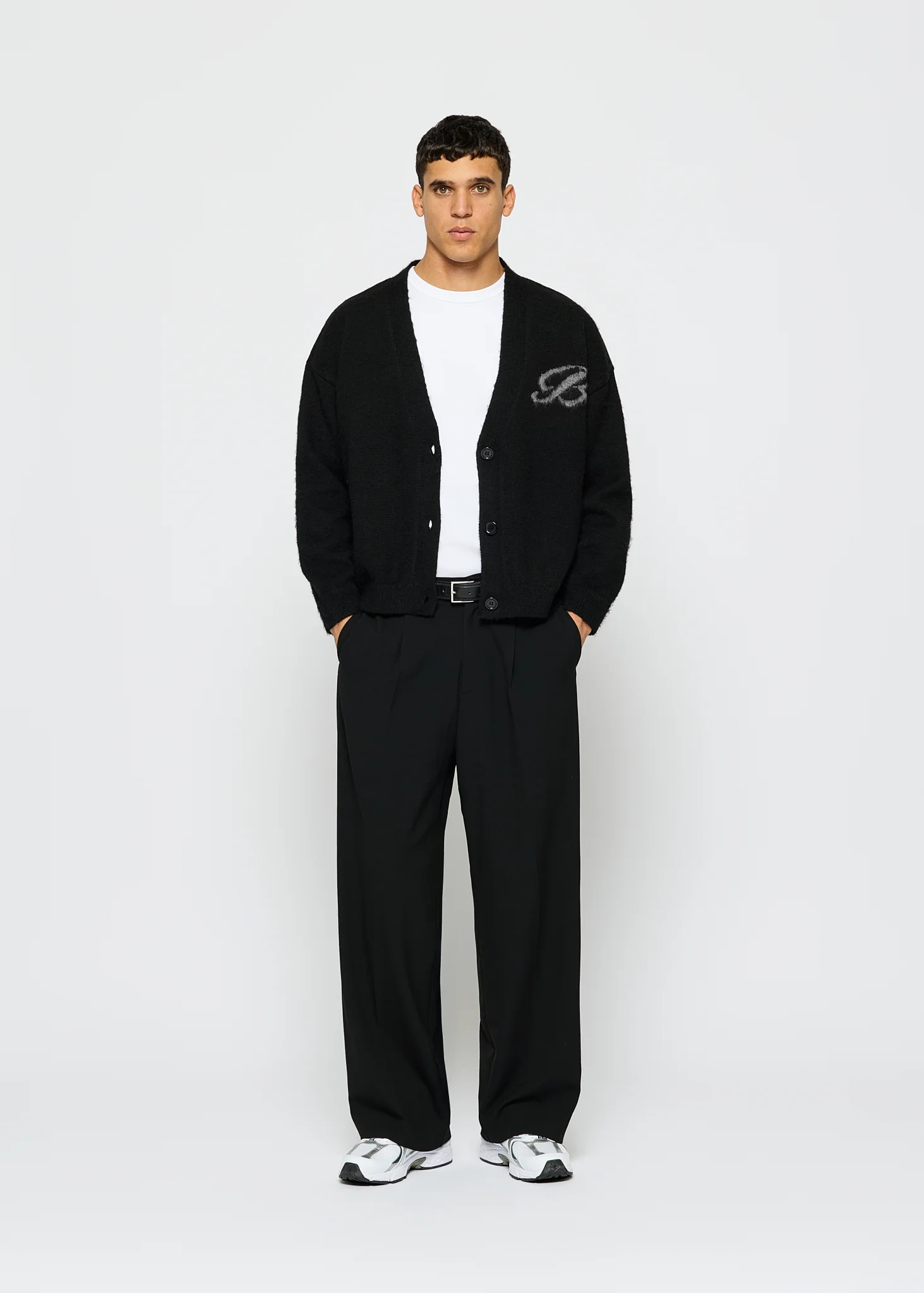 Fuzzy V-Neck Jacquard Cardigan - Image 5