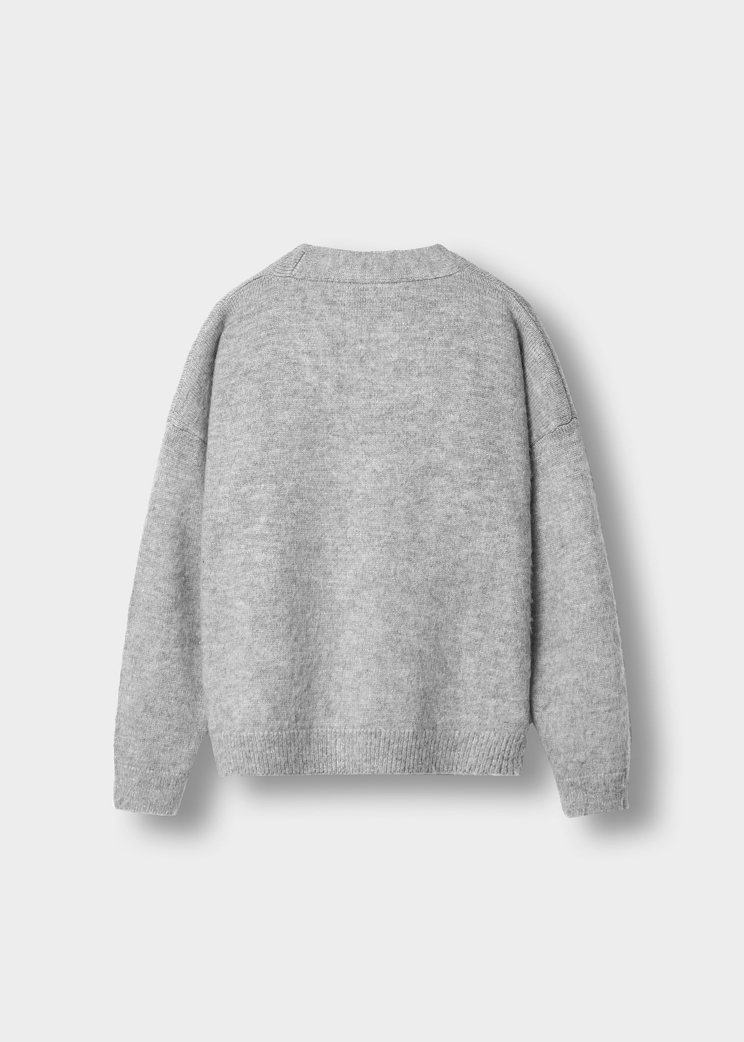 Fuzzy V-Neck Jacquard Cardigan - Image 2