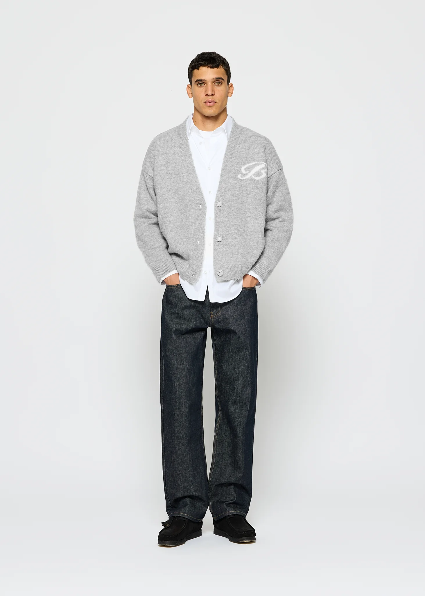 Fuzzy V-Neck Jacquard Cardigan - Image 5