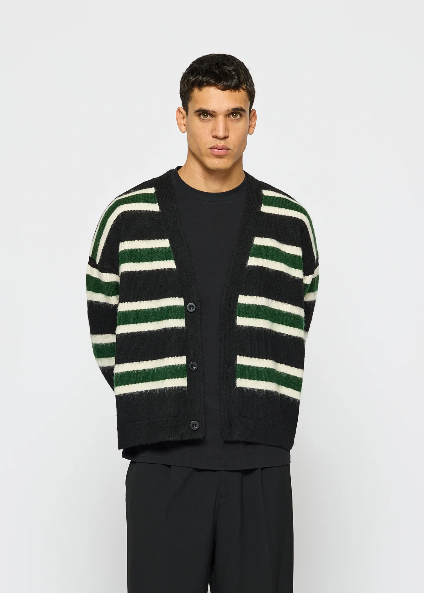 Fuzzy V-Neck Knit Cardigan - Image 4