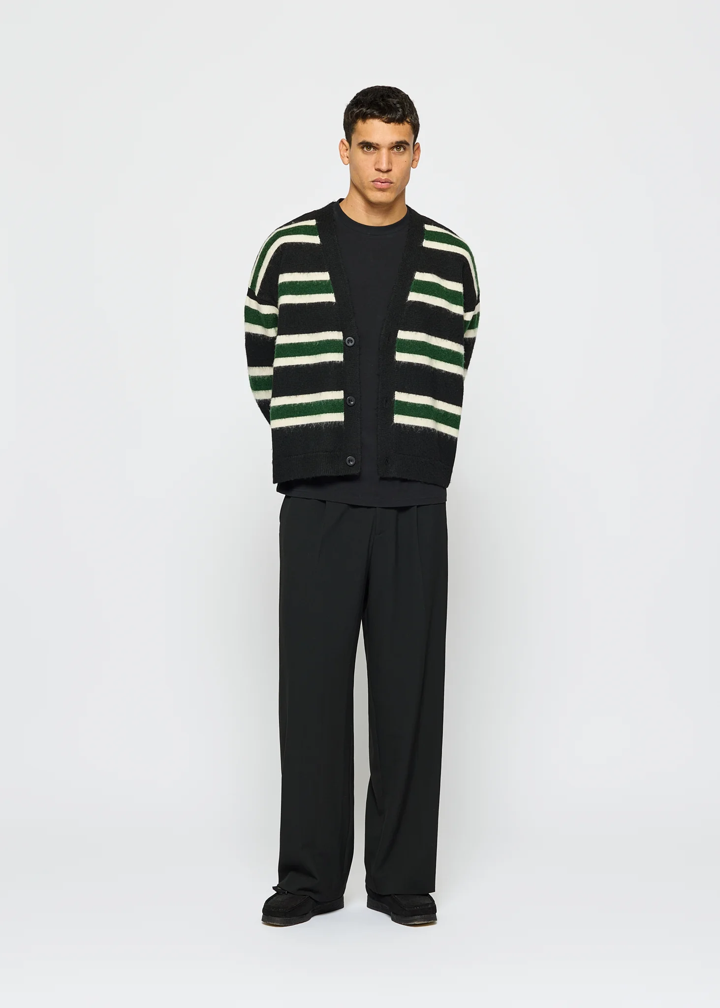 Fuzzy V-Neck Knit Cardigan - Image 5