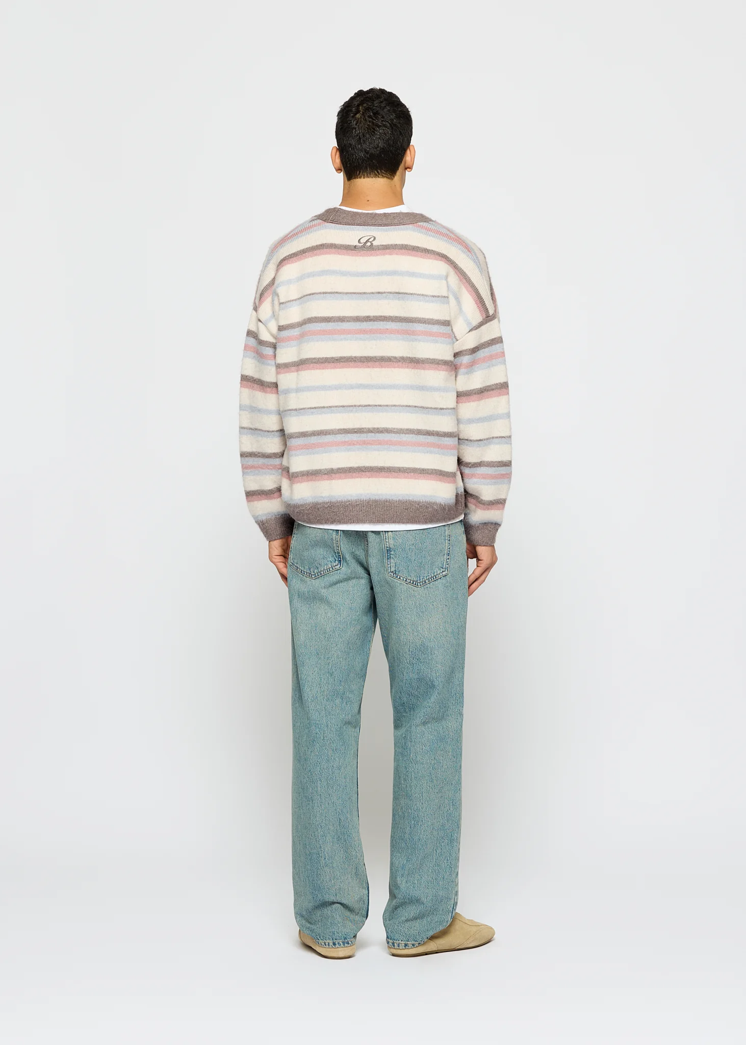 Fuzzy V-Neck Knit Cardigan - Image 6