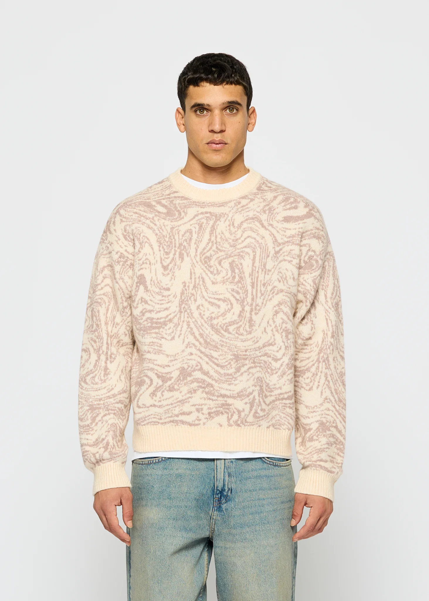 Swirl Pattern Crewneck Sweater - Image 4